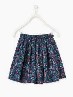Jupe Imprimée Fleurs Fille Détails Fils Brillants Marine Imprimé - Vertbaudet -Petite Modeuse jupe imprimee fleurs fille details fils brillants 3