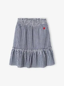 Jupe Longue à Carreaux Vichy Fille Carreaux Marine - Vertbaudet -Petite Modeuse jupe longue a carreaux vichy fille 2