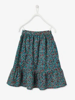 Jupe Longue à Volant Bleu Canard Imprimé - Vertbaudet 7 Jupe Longue à Volant Bleu Canard Imprimé - Vertbaudet -Petite Modeuse jupe longue a volant 2