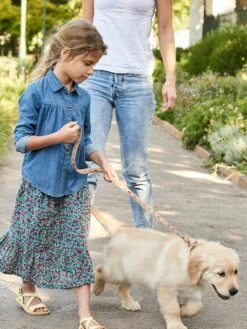 Jupe Longue à Volant Bleu Canard Imprimé - Vertbaudet