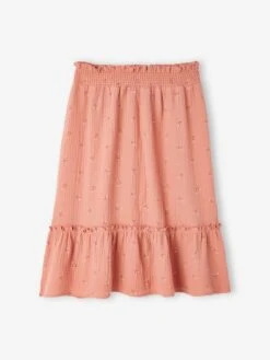 Jupe Longue En Gaze De Coton Imprimé Fleurs Fille Blush Foncé Imprimé - Vertbaudet