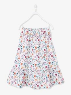 Jupe Longue Fille Blanc Chiné - Vertbaudet