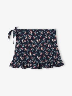 Jupe Portefeuille à Volants Imprimée Fille Vert Imprimé - Vertbaudet -Petite Modeuse jupe portefeuille a volants imprimee fille 3