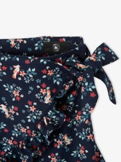 Jupe Portefeuille à Volants Imprimée Fille Vert Imprimé - Vertbaudet -Petite Modeuse jupe portefeuille a volants imprimee fille 4