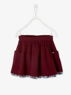 Jupe Réversible Fille En Gaze De Coton Et Imprimé Fleurs Bleu - Gris Imprimé - Vertbaudet -Petite Modeuse jupe reversible fille en gaze de coton et imprime fleurs 5