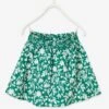Jupe Tournante Fille Taille Smockée Vert Imprimé - Vertbaudet