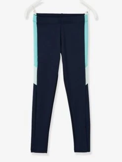 Legging Fille Bandes Color-block. Encre - Vertbaudet