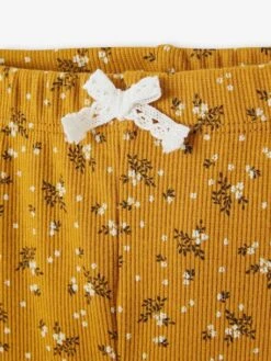 Legging Imprimé En Maille Côtelée Fille Curry - Vertbaudet -Petite Modeuse legging imprime en maille cotelee fille 2