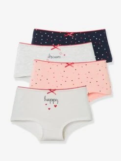Les 4 Shorties Fille BASICS Lot Rose - Vertbaudet