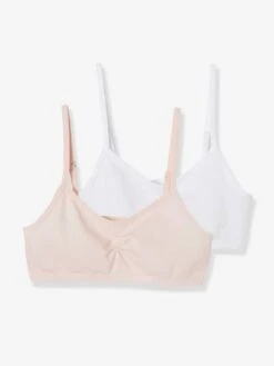 Lot De 2 Brassières Fille En Microfibre Rose Clair Uni - Vertbaudet