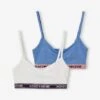 Lot De 2 Brassières Unies Fille Lot Blanc Et Bleu - Vertbaudet