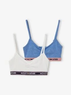 Lot De 2 Brassières Unies Fille Lot Blanc Et Bleu - Vertbaudet