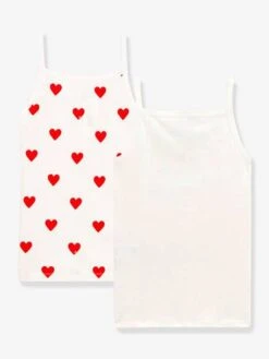 Petite Modeuse -Petite Modeuse lot de 2 chemises a bretelles coeur petite fille en coton petit bateau 1