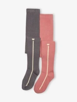 Lot De 2 Collants Bande Lurex Fille Lot Bordeaux - Vertbaudet -Petite Modeuse lot de 2 collants bande lurex fille 4