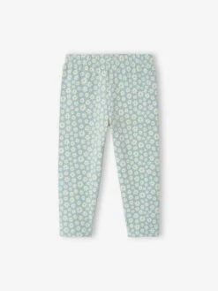 Lot De 2 Legging Corsaires Fille Rayé + Imprimé Bleu Grisé - Vertbaudet -Petite Modeuse lot de 2 legging corsaires fille raye imprime 3