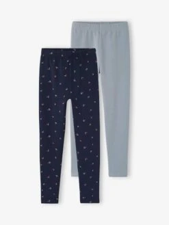 Lot De 2 Leggings Basics Fille Lot Bleu Marine - Vertbaudet -Petite Modeuse lot de 2 leggings basics fille 5