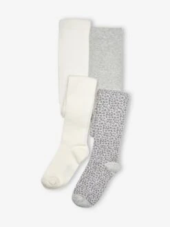 Lot De 2 Paires De Collants En Maille Fille Lot Ivoire - Vertbaudet