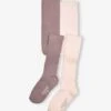 Lot De 2 Paires De Collants En Maille Torsadée Fille Lot Parme - Vertbaudet
