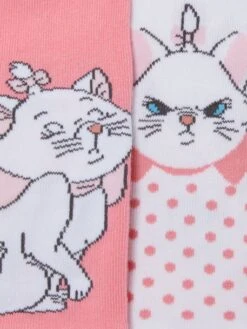 Lot De 2 Paires De Mi-chaussettes Disney® Marie Les Aristochats Blanc Et Rose - Disney -Petite Modeuse lot de 2 paires de mi chaussettes disney marie les aristochats 2