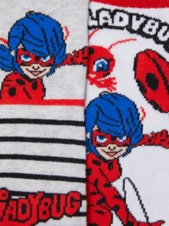 Lot De 2 Paires De Mi-chaussettes Miraculous® Blanc Et Gris - Miraculous -Petite Modeuse lot de 2 paires de mi chaussettes miraculous 2