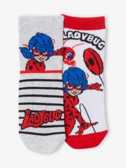 Lot De 2 Paires De Mi-chaussettes Miraculous® Blanc Et Gris - Miraculous
