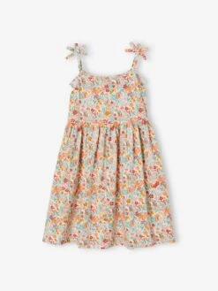 Lot De 2 Robes Basics à Bretelles Fille 1 Imprimée + 1 Unie Corail - Vertbaudet -Petite Modeuse lot de 2 robes basics a bretelles fille 1 imprimee 1 unie 2