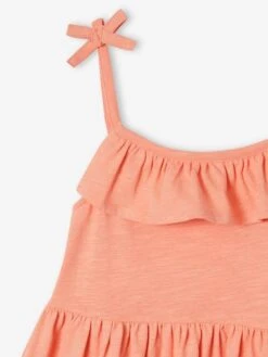 Lot De 2 Robes Basics à Bretelles Fille 1 Imprimée + 1 Unie Corail - Vertbaudet -Petite Modeuse lot de 2 robes basics a bretelles fille 1 imprimee 1 unie 3