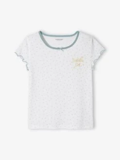 Lot De 2 T-shirts Manches Courtes Volantées Fille Lot Ivoire - Vertbaudet -Petite Modeuse lot de 2 t shirts manches courtes volantees fille 2