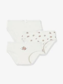 Lot De 3 Culottes Fille En Maille Côtelée écru - Vertbaudet