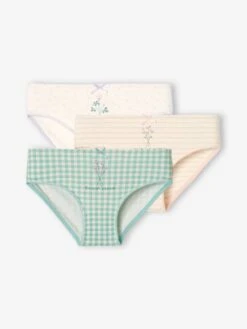 Lot De 3 Culottes Fille Fleurs Lilas - Vertbaudet