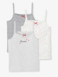 Lot De 3 Débardeurs Fille BASICS Lot Ivoire - Vertbaudet