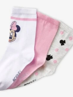 Lot De 3 Paires De Chaussettes Disney® Minnie Rose, Blanc, Gris Chiné - Minnie -Petite Modeuse lot de 3 paires de chaussettes disney minnie 2