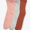 Lot De 3 Paires De Chaussettes Fille En Maille Ajourée Lot Rose - Vertbaudet
