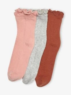 Lot De 3 Paires De Chaussettes Fille En Maille Ajourée Lot Rose - Vertbaudet