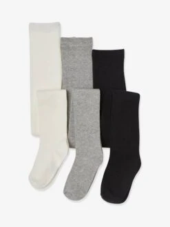 Lot De 3 Paires De Collants Fille BASICS Lot Gris Chiné Moyen - Vertbaudet