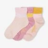 Lot De 3 Paires De Mi-chaussettes Filles En Maille Côtelée Vieux Rose - Vertbaudet