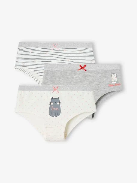 Lot De 3 Shorties Fille Chats Gris Chiné - Vertbaudet 1 Lot De 3 Shorties Fille Chats Gris Chiné - Vertbaudet