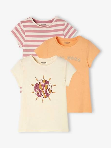 Lot De 3 T-shirts Basics Détails Irisés Fille Lot Sauge - Vertbaudet 1 Lot De 3 T-shirts Basics Détails Irisés Fille Lot Sauge - Vertbaudet