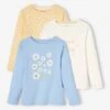 Lot De 3 T-shirts Basics Fille Manches Longues Lot Blanc - Vertbaudet
