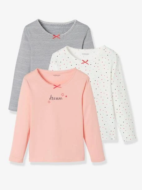 Lot De 3 T-shirts Fille Manches Longues Dream BASICS Lot Ivoire - Vertbaudet 1 Lot De 3 T-shirts Fille Manches Longues Dream BASICS Lot Ivoire - Vertbaudet