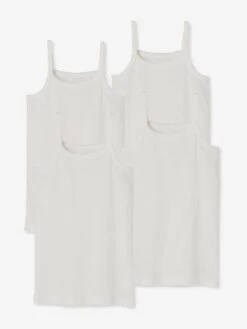 Lot De 4 Débardeurs Fille BASICS Blanc - Vertbaudet
