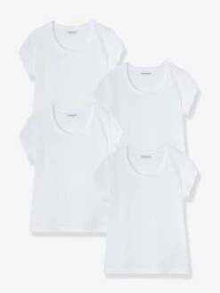 Lot De 4 T-shirts Fille BASICS Blanc - Vertbaudet