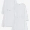Lot De 4 T-shirts Fille Manches Longues BASICS Blanc - Vertbaudet