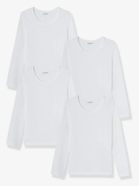 Lot De 4 T-shirts Fille Manches Longues BASICS Blanc - Vertbaudet 1 Lot De 4 T-shirts Fille Manches Longues BASICS Blanc - Vertbaudet