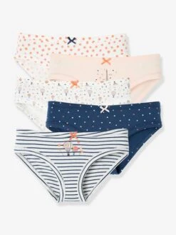 Lot De 5 Culottes Fille Fantaisie Lot Ivoire - Vertbaudet