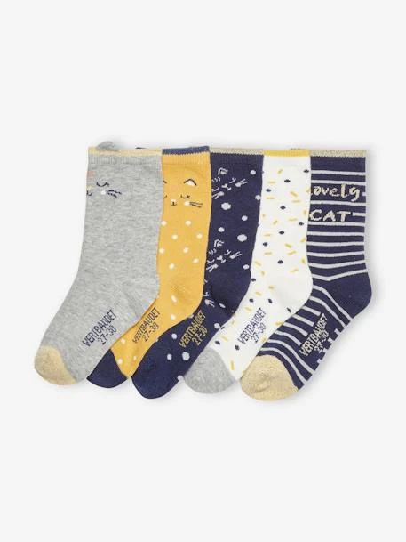 Lot De 5 Paires De Chaussettes Chat Fille Lot Marine - Vertbaudet 2 Lot De 5 Paires De Chaussettes Chat Fille Lot Marine - Vertbaudet – Image 2