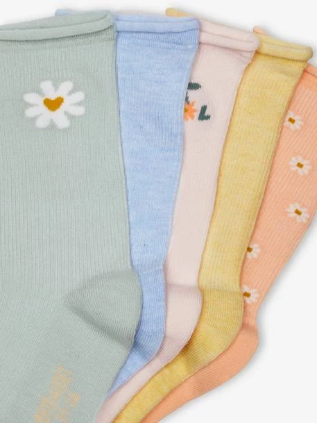Lot De 5 Paires De Chaussettes Marguerites Fille En Maille Côtelée Abricot - Vertbaudet 2 Lot De 5 Paires De Chaussettes Marguerites Fille En Maille Côtelée Abricot - Vertbaudet – Image 2