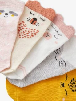 Lot De 5 Paires De Mi-chaussettes Animaux Lot Rose Clair - Vertbaudet -Petite Modeuse lot de 5 paires de mi chaussettes animaux 2