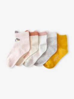 Lot De 5 Paires De Mi-chaussettes Animaux Lot Rose Clair - Vertbaudet