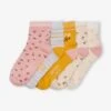 Lot De 5 Paires De Mi-chaussettes Fleurs Fille Vieux Rose - Vertbaudet
